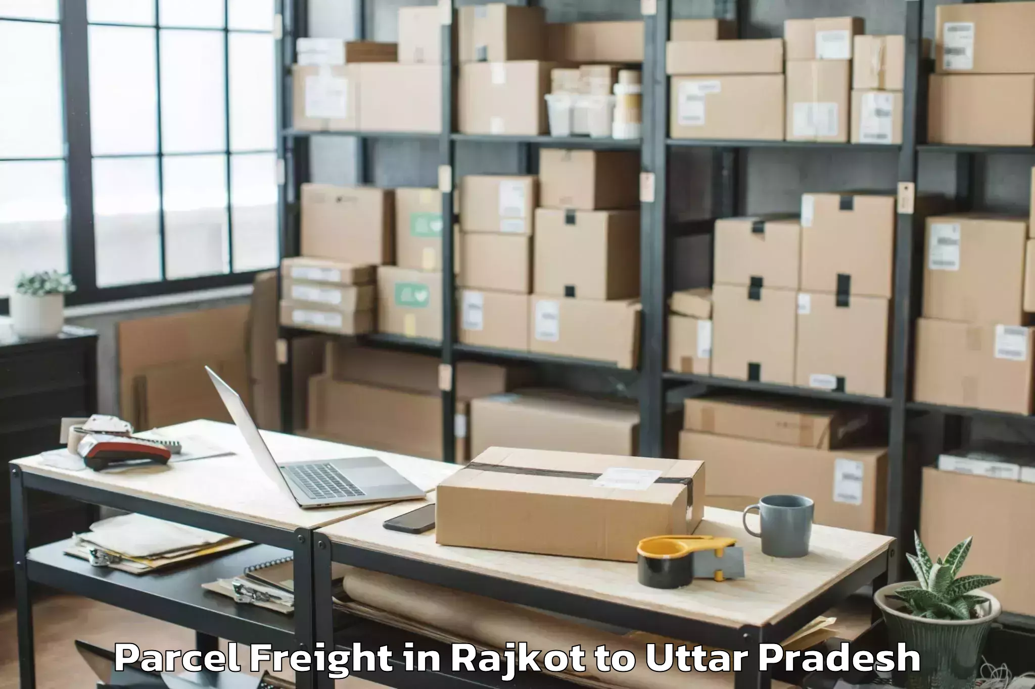 Expert Rajkot to Sahjanwa Parcel Freight